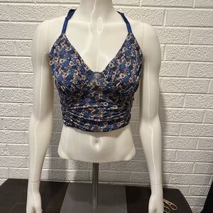 Natural Life Floral Ruched Crop Top
